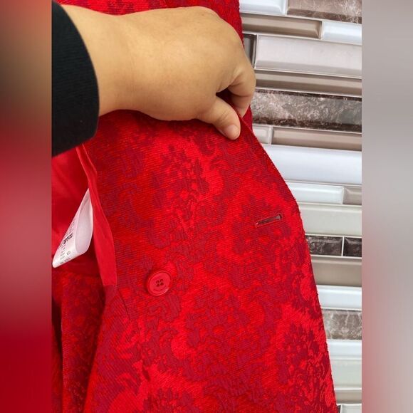 Givenchy Red Jacquard Double Breast Blazer Size 6" - Picture 14 of 17